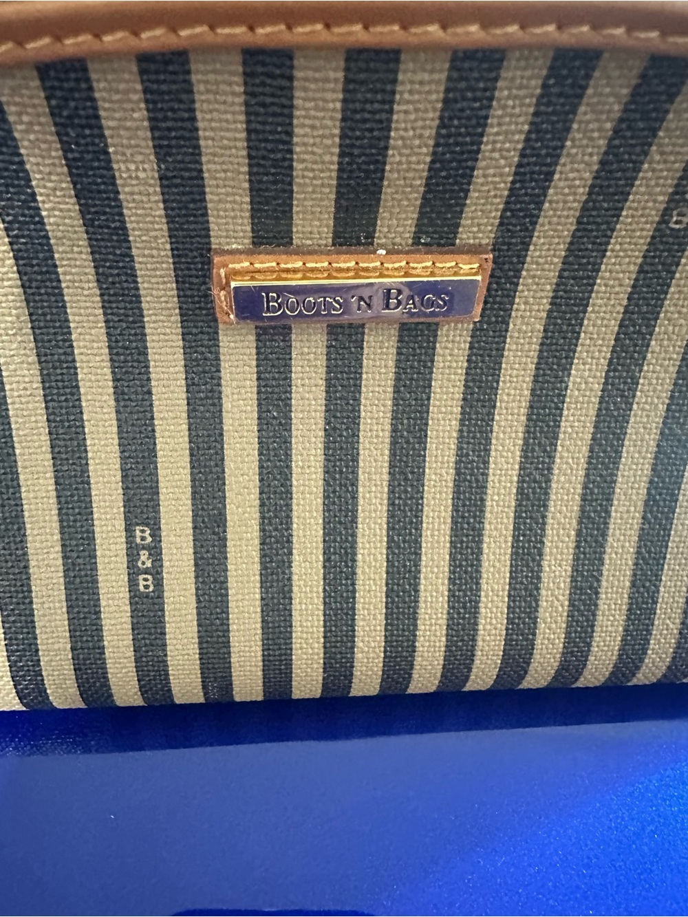 Navy and Cream Striped Men's Wallet
